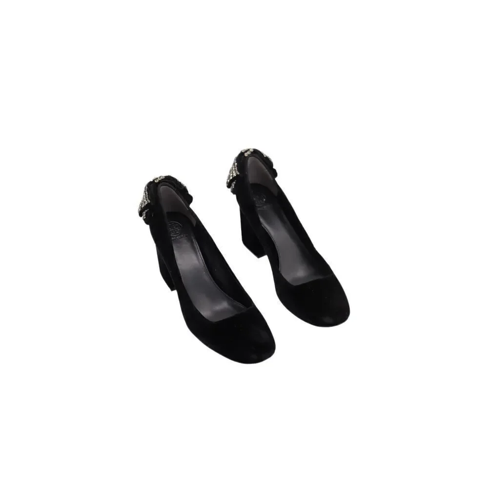Tory Burch Josephine Black Velvet Pumps Sz 10.5